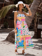 Spaghetti Catoon Print A-line Vacation Dress